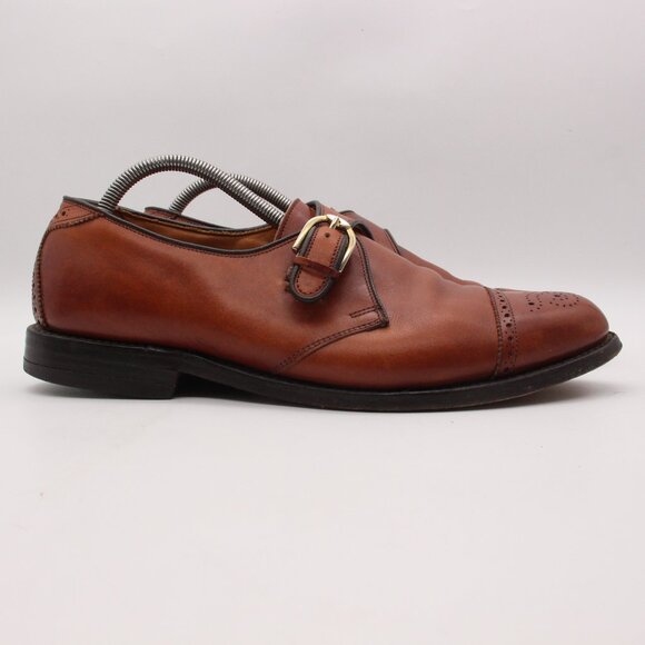 Allen Edmonds Hillsboro Men's 10.5 C Brown Leather Monk Strap Cap Toe Loafers - Picture 1 of 13